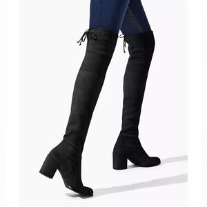 Stuart Weitzman Tieland Over-the-Knee Black Suede Boots 7.5